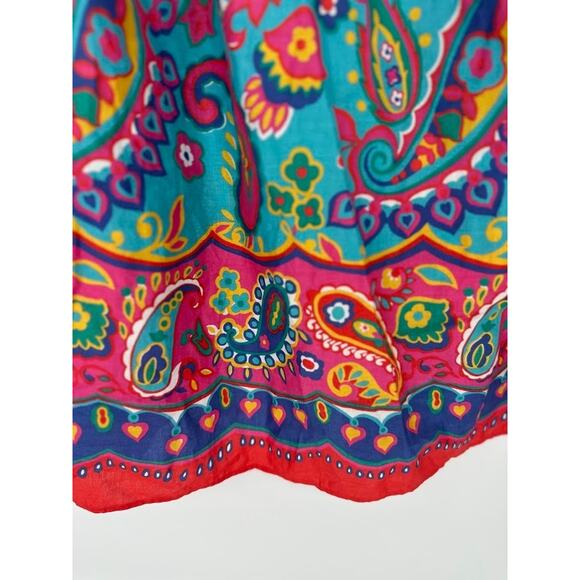 Talbots Fiesta Paisley Tassel Cotton Popover Top Blouse Size 1X Colorful Artsy - Picture 4 of 9